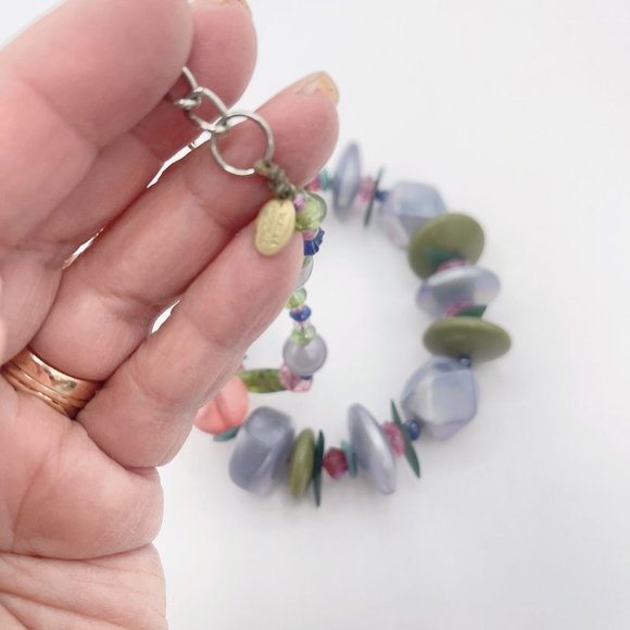 Teresa Goodall Beaded Signed Chunky Soft Colors Necklace Medium - Picture 4 of 5